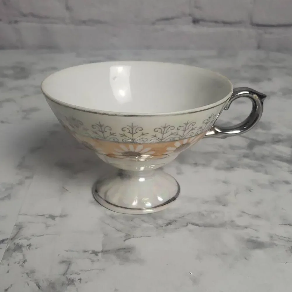 Vintage Lusterware Orange Pedestal Tea Cup